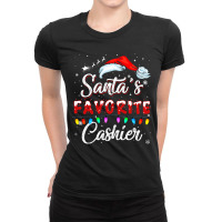 Santa Favorite Cashier Christmas Funny Santa Hat X Ladies Fitted T-shirt | Artistshot