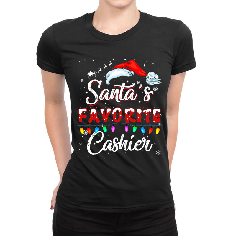 Santa Favorite Cashier Christmas Funny Santa Hat X Ladies Fitted T-Shirt by MarkFletche | Artistshot