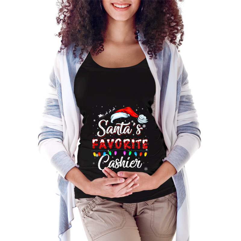 Santa Favorite Cashier Christmas Funny Santa Hat X Maternity Scoop Neck T-shirt by MarkFletche | Artistshot