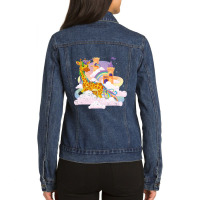 Rainbow Magical Girafficorn Africa Animal Giraffe  Ladies Denim Jacket | Artistshot