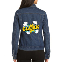 Retro Graphic Bank Clerk Bookkeeper Bank Employee  Ladies Denim Jacket | Artistshot