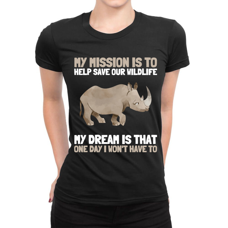 Rhinoceros Rhino Rhinocerotidae Unicorn Horn Prese Ladies Fitted T-Shirt by BayleyMessnz | Artistshot