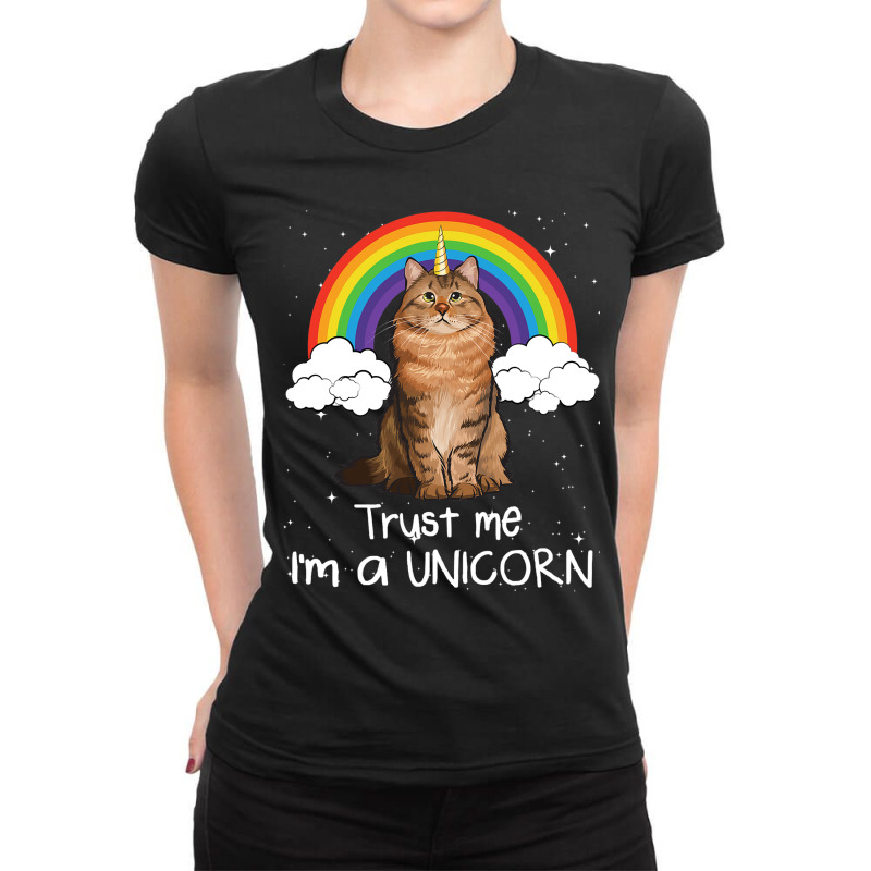 Rainbow Siberian Trust Me Im A Unicorn Cat Ladies Fitted T-Shirt by MarquisGoldsmith | Artistshot