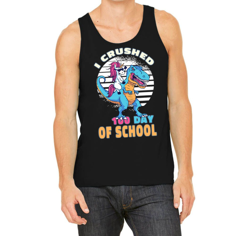 Retro I Crushed 100 Days Of School Unicorn Trex Bo Tank Top by MarquisGoldsmith | Artistshot