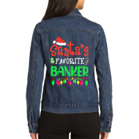 Santas Favorite Banker Christmas Santa Claus Ladies Denim Jacket | Artistshot