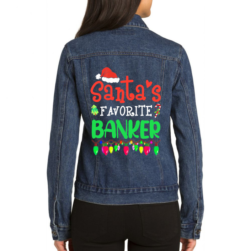 Santas Favorite Banker Christmas Santa Claus Ladies Denim Jacket by GiovayPool | Artistshot