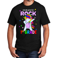 Rock 1st Grade Dabbing Unicorn Girls Back To Schoo Basic T-shirt | Artistshot