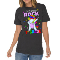 Rock 1st Grade Dabbing Unicorn Girls Back To Schoo Vintage T-shirt | Artistshot