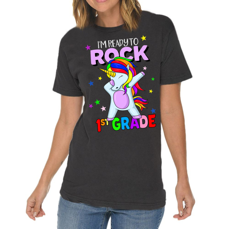 Rock 1st Grade Dabbing Unicorn Girls Back To Schoo Vintage T-Shirt by AlicenHewlett | Artistshot