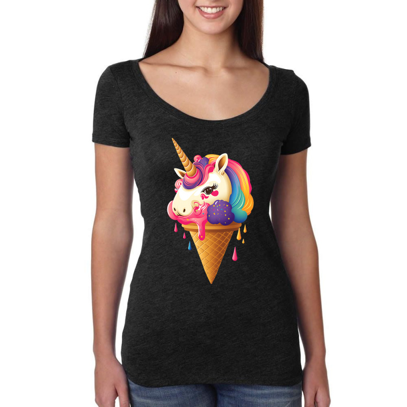 Rainbow Unicorn Ice Cream Women's Triblend Scoop T-shirt by RenaHetrick | Artistshot