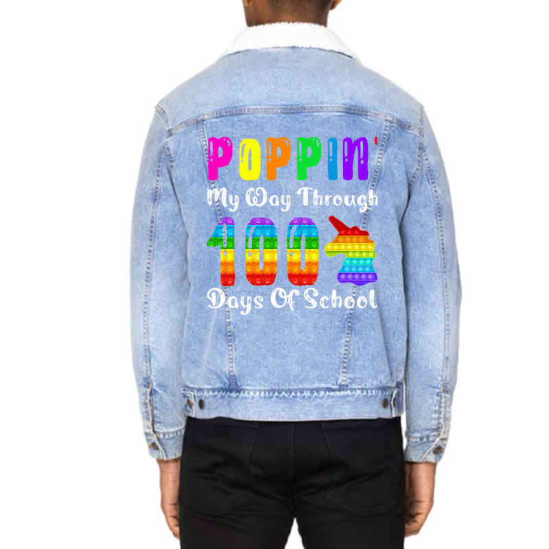 Poppin My Way Through 100 Days Of School Unicorn P Unisex Sherpa-lined Denim Jacket | Artistshot