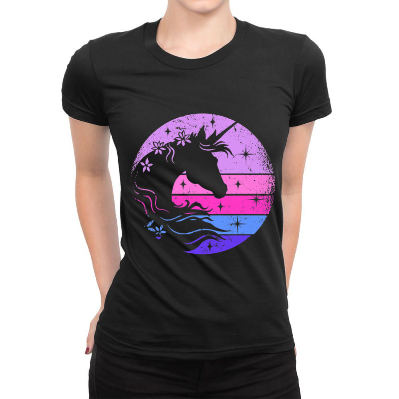 Retro Unicorn Bling Fairytale Lover Unicorn Fantas Ladies Fitted T-Shirt by AustynHidago | Artistshot