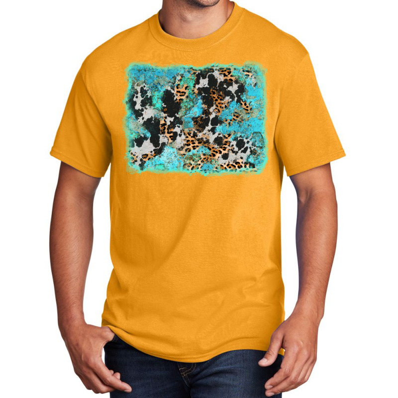 Turquoise Cowhide Leopard Background Basic T-shirt | Artistshot