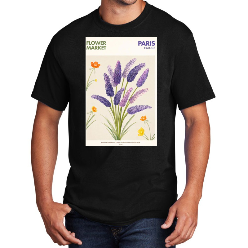 Flower Market - Purple Flower Paris Basic T-shirt by DorothyDecker | Artistshot