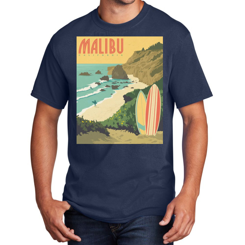 Malibu Calivornia Beach Basic T-shirt by Mariartin | Artistshot