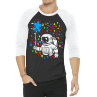 Autism T  Shirt Astronaut Balloon Autism Space T  Shirt 3/4 Sleeve Shirt | Artistshot