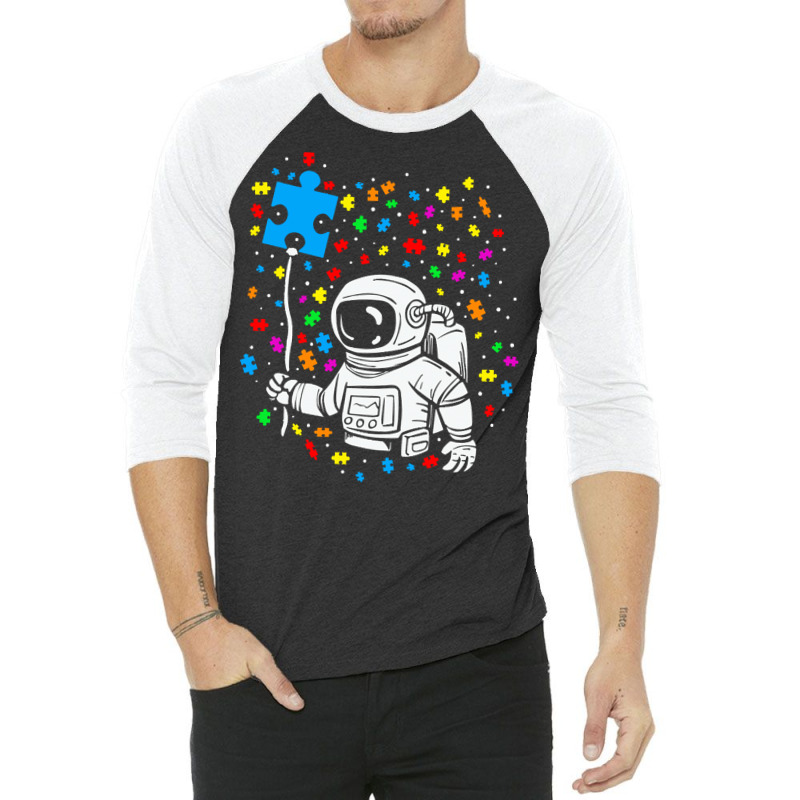 Autism T  Shirt Astronaut Balloon Autism Space T  Shirt 3/4 Sleeve Shirt by abigayle98988 | Artistshot