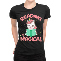 Reading Is Magical Book Unicorn Reader Bookworm Di Ladies Fitted T-shirt | Artistshot