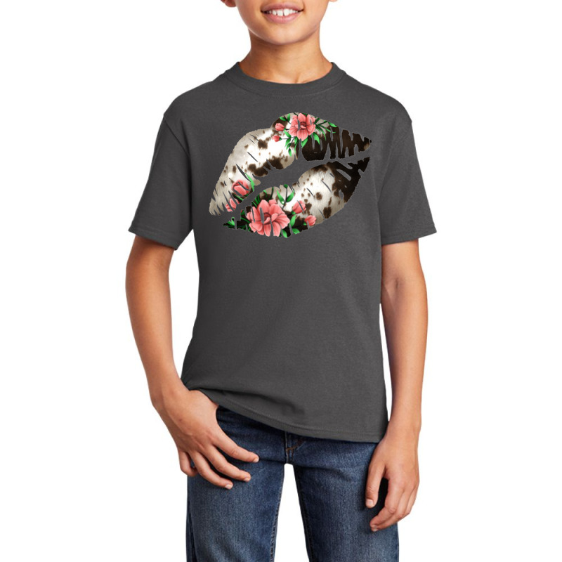 Cowhide And Flowers Lips Basic Youth T-shirt | Artistshot