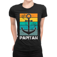 Captain Papa Fathers Day Retro Boat Anchor Sailor  Ladies Fitted T-shirt | Artistshot