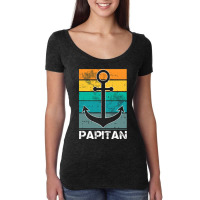 Captain Papa Fathers Day Retro Boat Anchor Sailor  Women's Triblend Scoop T-shirt | Artistshot