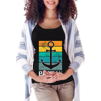 Captain Papa Fathers Day Retro Boat Anchor Sailor  Maternity Scoop Neck T-shirt | Artistshot