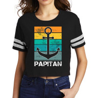 Captain Papa Fathers Day Retro Boat Anchor Sailor  Scorecard Crop Tee | Artistshot