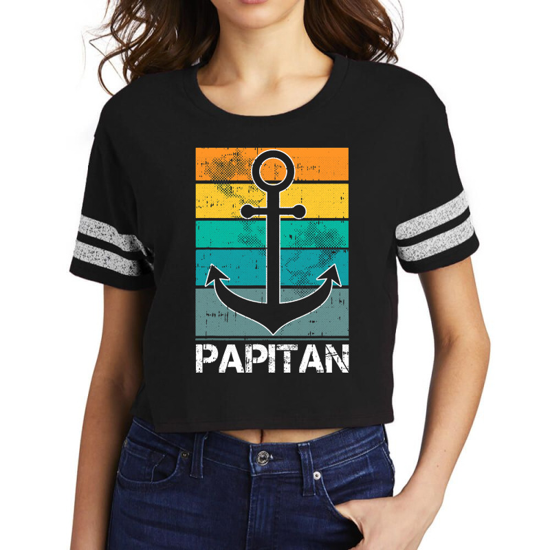 Captain Papa Fathers Day Retro Boat Anchor Sailor  Scorecard Crop Tee by GiovayPool | Artistshot