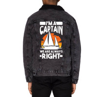 Captain Sailing Boat Boater Sailor Captain 4 Unisex Sherpa-lined Denim Jacket | Artistshot