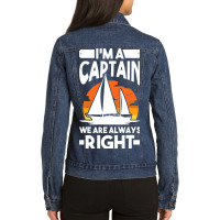 Captain Sailing Boat Boater Sailor Captain 4 Ladies Denim Jacket | Artistshot