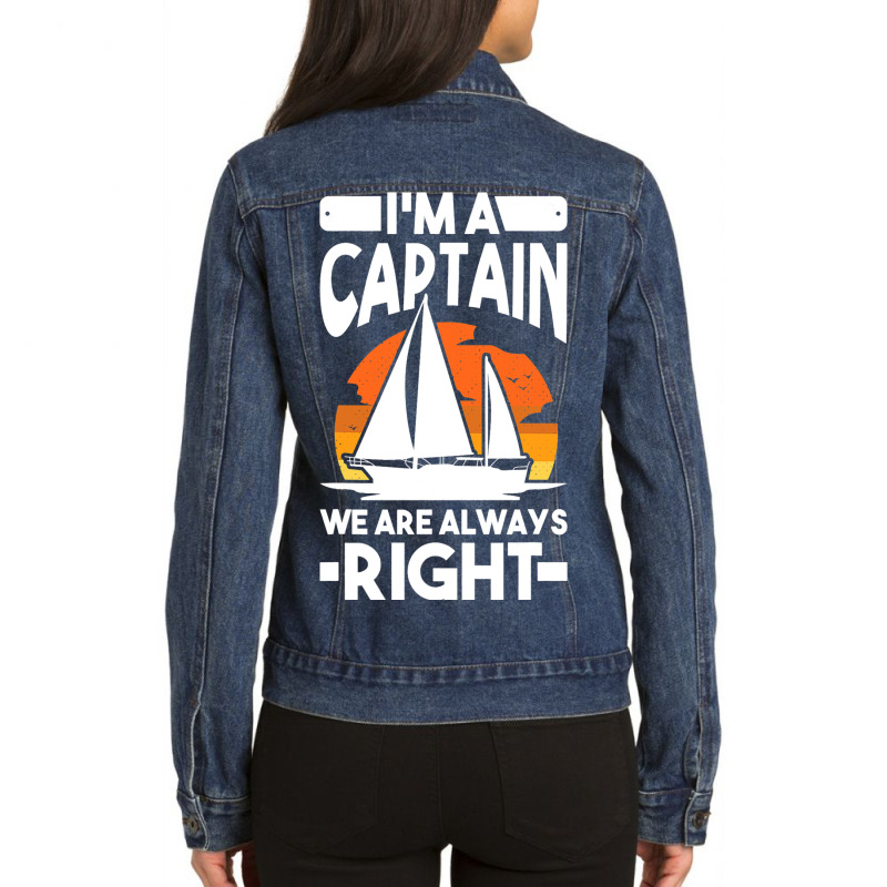 Captain Sailing Boat Boater Sailor Captain 4 Ladies Denim Jacket by AamiraMelon | Artistshot