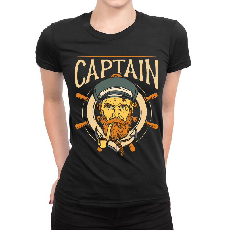 Captain Ship Skipper Boat Owner Lover Ladies Fitted T-Shirt by RebeccaBradi | Artistshot