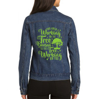 Arent Working On Tree Bonsai Treeworking On You Ladies Denim Jacket | Artistshot