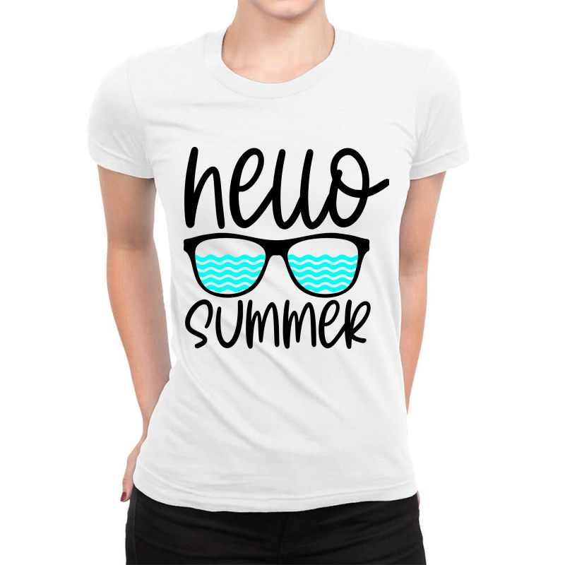 Hello Summer Ladies Fitted T-shirt | Artistshot