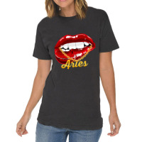 Aries Girl Juicy Lips Gold Chain Astrology Zodiac  Vintage T-shirt | Artistshot