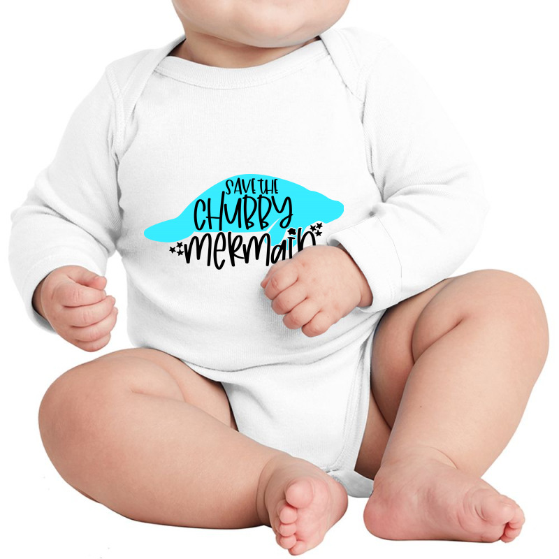 Save The Chubby Mermaid Long Sleeve Baby Bodysuit by Purpleblobart | Artistshot