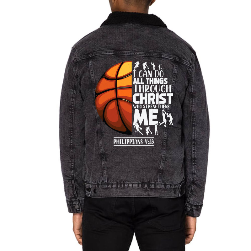 Basketball Christian Saying Motivational Words Ins Unisex Sherpa-lined Denim Jacket | Artistshot