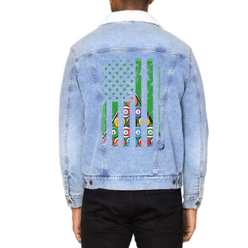 Billiard Rack Usa American Flag Billiards Player S Unisex Sherpa-lined Denim Jacket | Artistshot