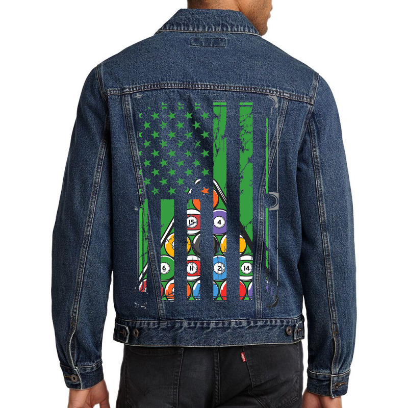 Billiard Rack Usa American Flag Billiards Player S Men Denim Jacket | Artistshot