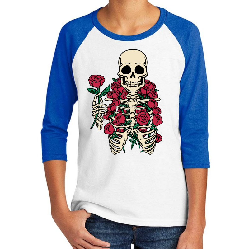 Romantic Rose Skeleton Youth 3/4 Sleeve by tobiasfonseca | Artistshot