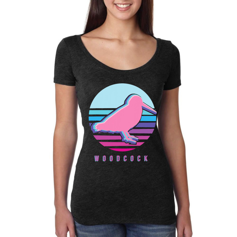 American Woodcock Bird Retro Vaporwave Unique Bird Women's Triblend Scoop T-shirt by Happinessit | Artistshot