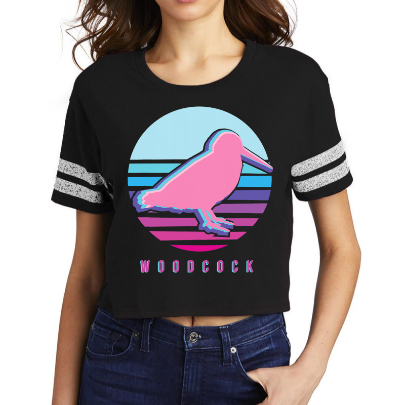 American Woodcock Bird Retro Vaporwave Unique Bird Scorecard Crop Tee by Happinessit | Artistshot