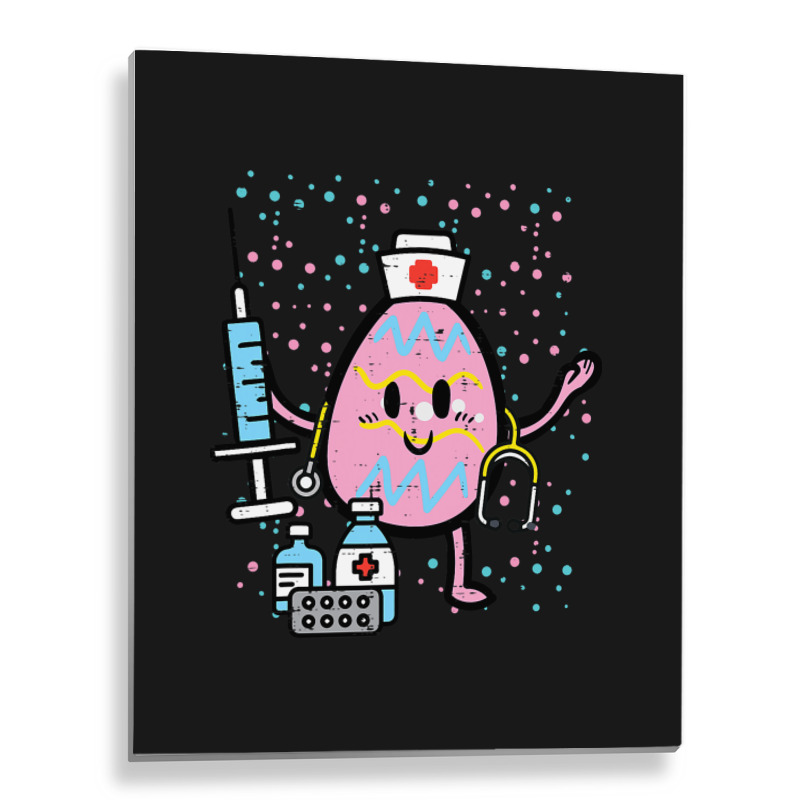 Easter Egg Nicu Nurse Cute Picu Baby Rn Er Scrub T Metal Print Vertical | Artistshot