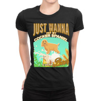 Cocker Spaniel T  Shirt Dog Owner, Just Wanna Pet My Cocker Spaniel & Ladies Fitted T-shirt | Artistshot