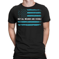 Ptsd Awareness Not All Wounds Are Visible Usa Flag In Tale Colors T-shirt | Artistshot