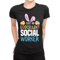 Eggcellent Social Worker Easter Egg Bunny Ears Ladies Fitted T-shirt | Artistshot