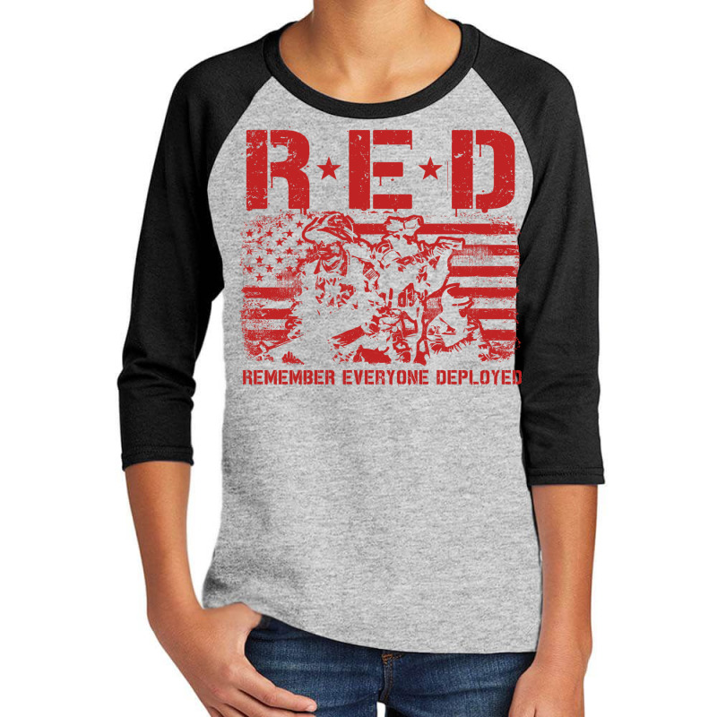 Red Friday Remember Everyone Deployed Vintage American Flag Us Solder Youth 3/4 Sleeve | Artistshot