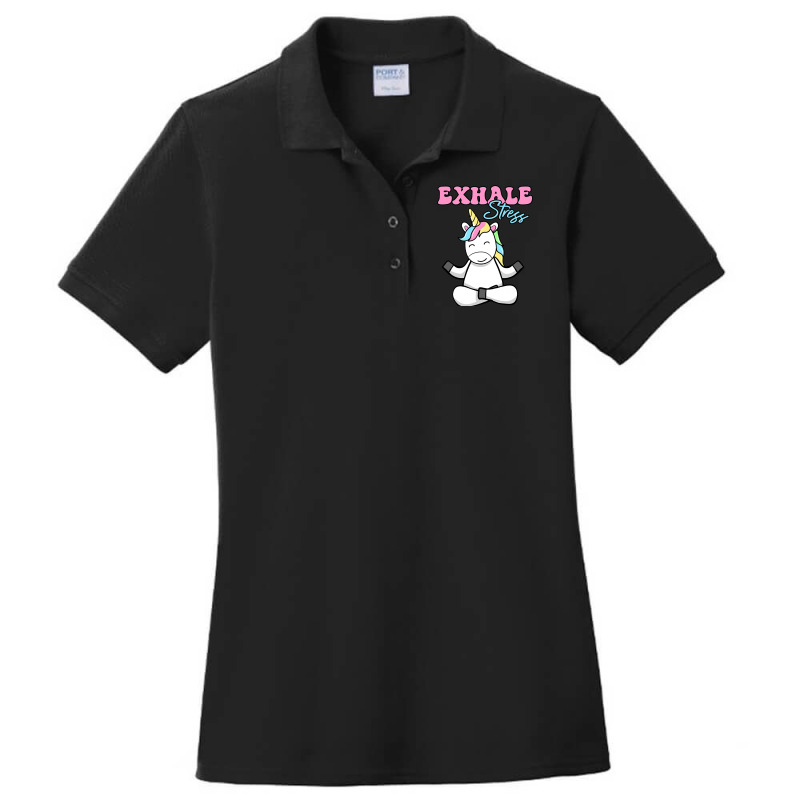 Exhale Stress Meditation Meditating Unicorn For Wo Ladies Polo Shirt by MarkFletche | Artistshot