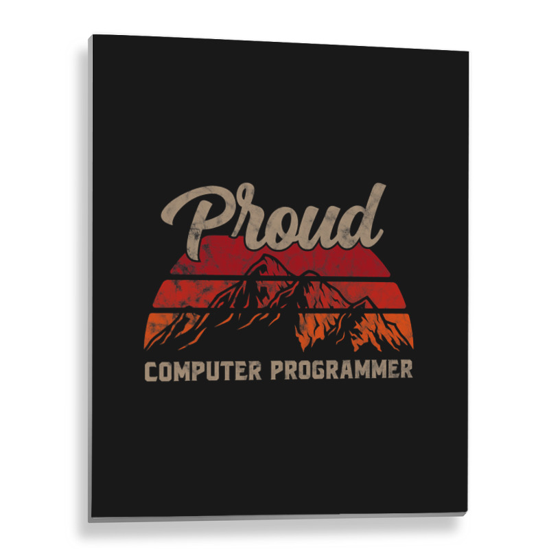 Funny Computer Programmer Superhero Vintage Men Da Metal Print Vertical | Artistshot