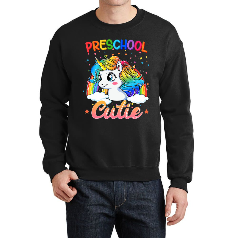 Cutie Preschool Unicorn Rainbow Back To School Kid Crewneck Sweatshirt | Artistshot